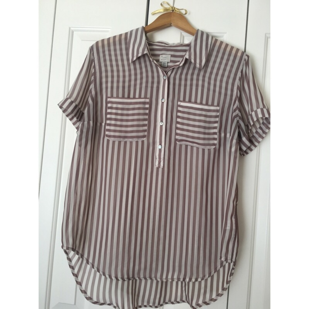 Striped short sleeve button down